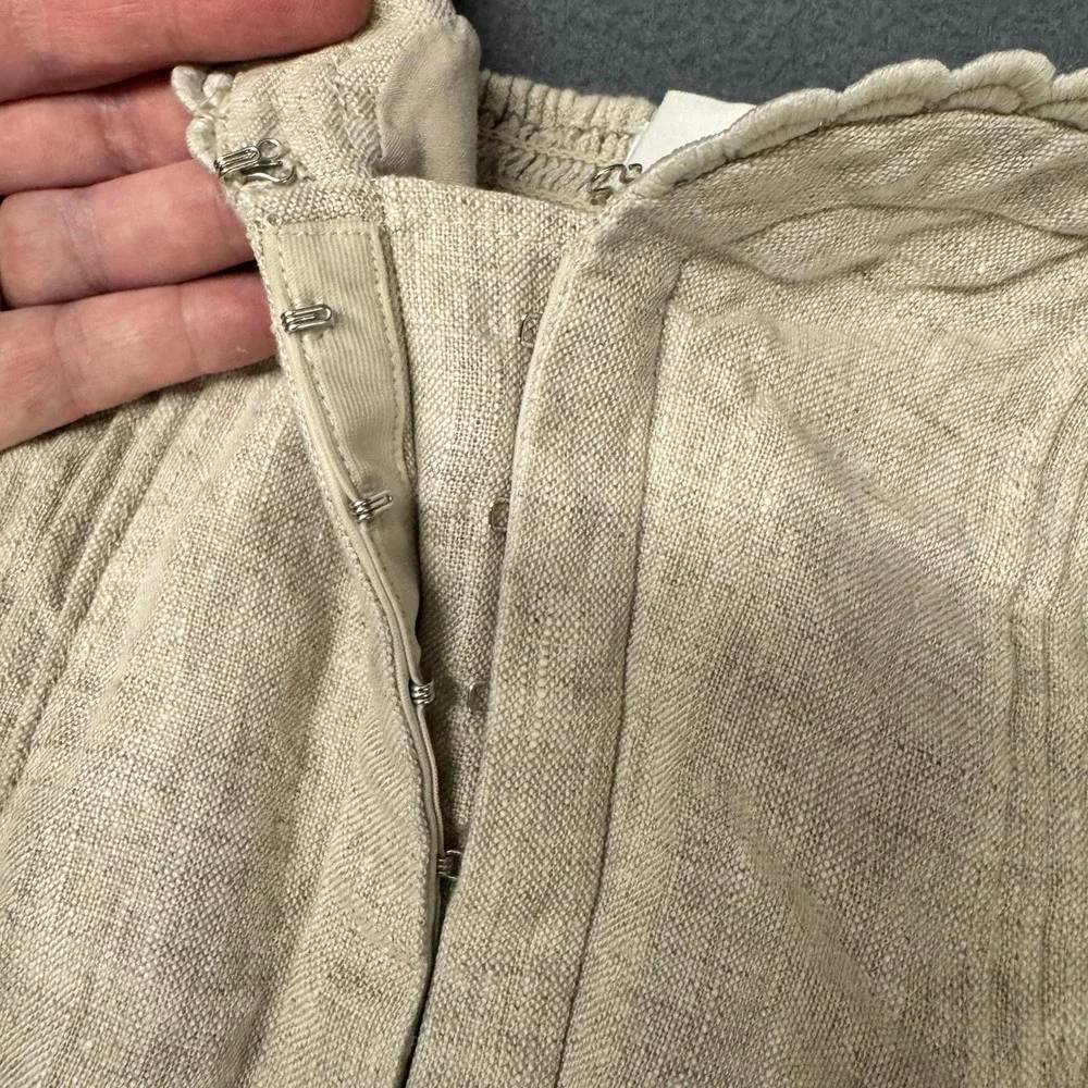 Reformation Crop Top Womens 10 Simmie Top Linen Oatmeal Corset Boho Cottagecore